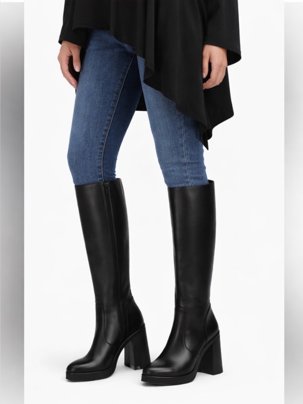 Athlefit Black Knee High Platform Boots